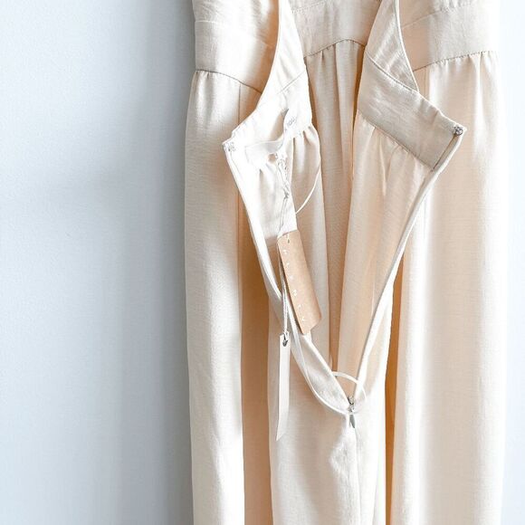 Monk & Lou AVA Womens Sleeveless V Neck Backless Midi Dress Cream Small NWT - Picture 5 of 10